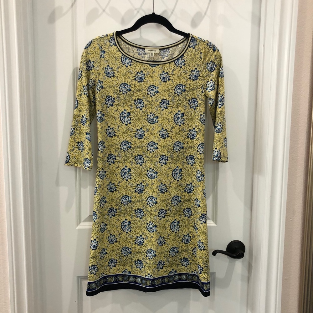 Max Studio Yellow & Blue Floral Dress